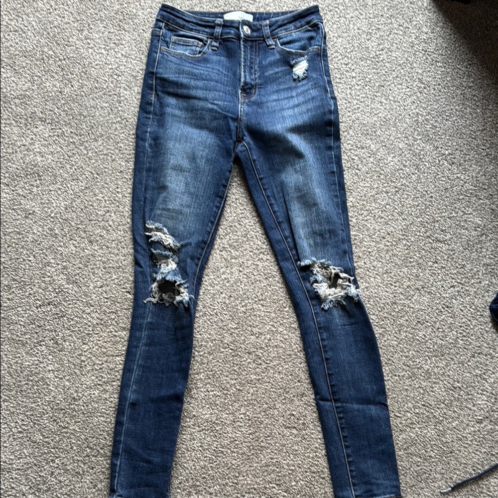 Women's Distressed Blue Jeans